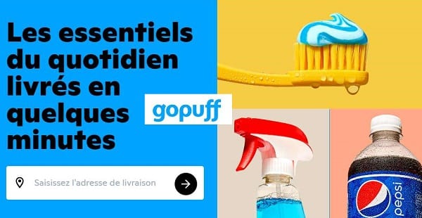 30€ de courses offerts et livrée à domicile avec gopuff