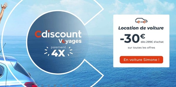 30€ de remise sur votre location de voiture avec Cdiscount Voyages (à partir de 299€)