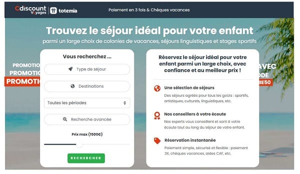 50€ de remise sur les séjours en colonies de vacances réservés sur Totemia – Cdiscount Voyages