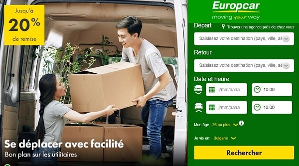 Offre location utilitaire Europcar : jusqu’à 20% de remise sur votre location