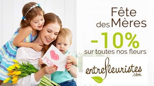 offrez des fleurs pour la fête des mères avec 10% de remise sur entrefleuristes