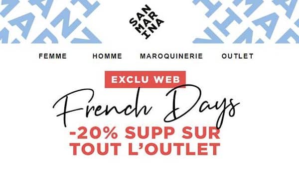 san marina offre 20% supplémentaire sur son outlet pour les french days