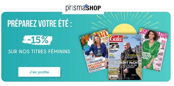 15% de remise sur les abonnements aux titres Féminin comme Femme Actuelle, Gala, Cosmopolitan, Prima….