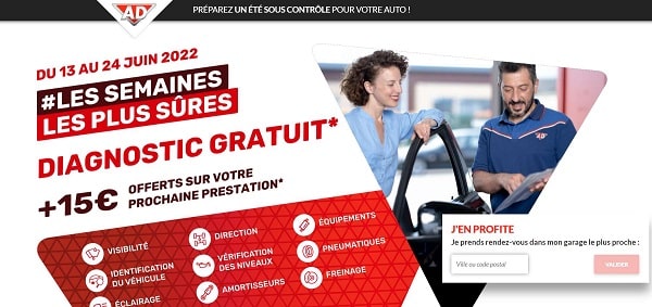 30 points de contrôle offerts dans les garages du réseau ad