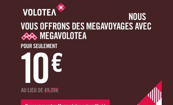 Abonnement 1 an au service Megavolotea de Volotea pour 10€
