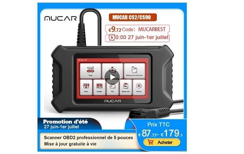 balise diagnostic du système moteur auto OBD2 ABS MUCAR CS2 avec 3 services de réinitialisation 