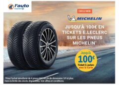 Offre Michelin Auto E. Leclerc : jusqu’à 100€ crédités en ticket Leclerc (exclu web)