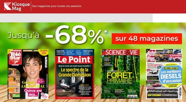 profitez de 68% sur 48 abonnements magazines avec actuellement les offres kiosque mag