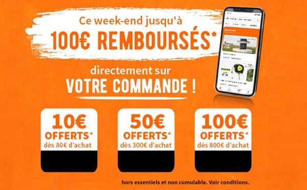 remises immédiates sur brico privé 10€ dès 80€, 50€ dès 300€ ou 100€ dès 800€