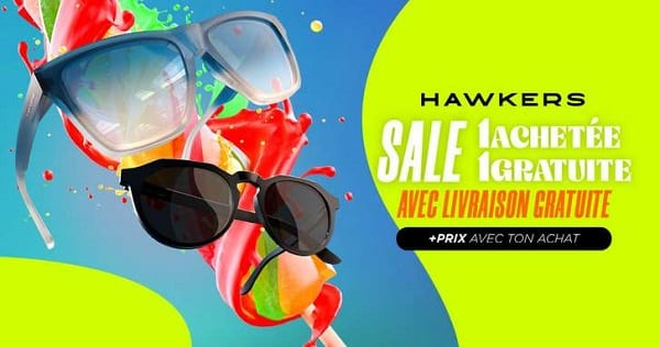 soldes hawkers 1 paire de lunette de soleil achetée = 1 gratuite + livraison gratuite