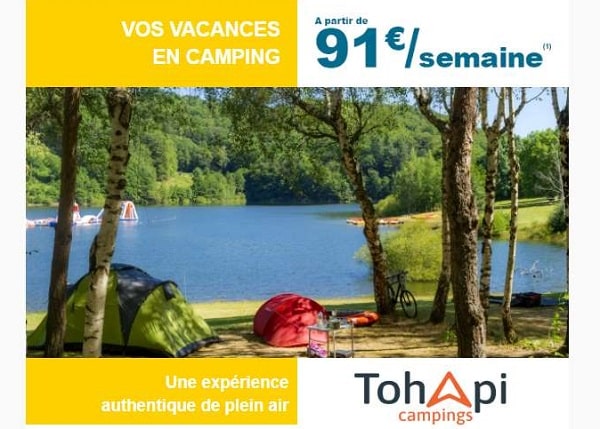 Vacances en camping moins cher avez les emplacements campings (tente et caravane) de Tohapi 