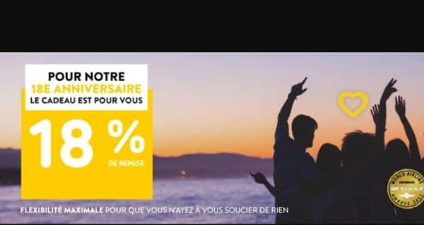 18 % de réduction sur le prix d'un vol avec vueling