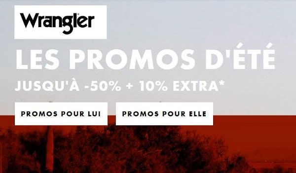 Dernières démarques Wrangler = jusqu’à 50% de remise + 10% supplémentaires (automatiquement sans minimum)