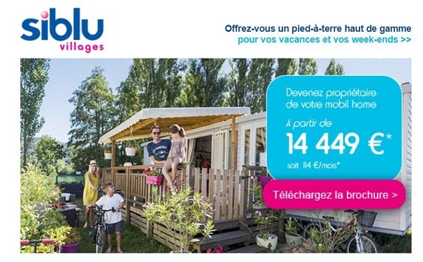 Devenez propriétaire d’un mobil home à partir de 114€/mois (en camping 4 ou 5 étoiles océan/mer/campagne)