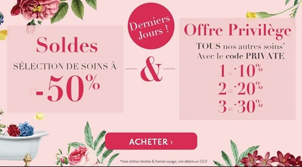 soldes 50% de réduction sur une sélection de soins sabon