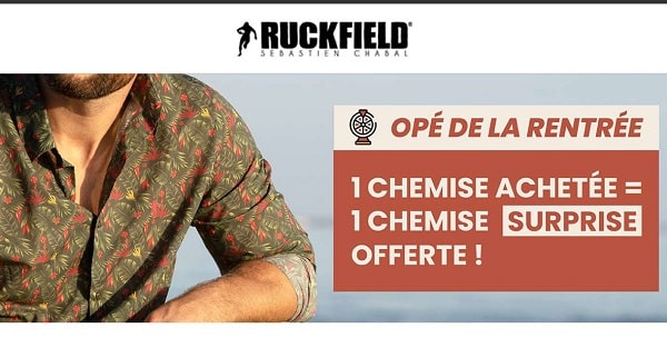 1 chemise ruckfield achetée (même promo) = 1 chemise surprise offerte 