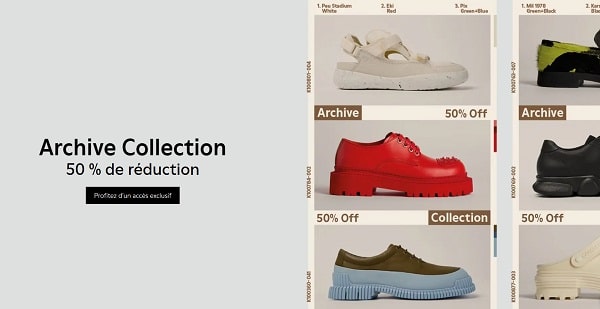 50 % sur collection archive Camper