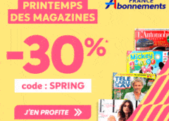 30% de remise sur tous les abonnements magazine (code promo France Abonnement)