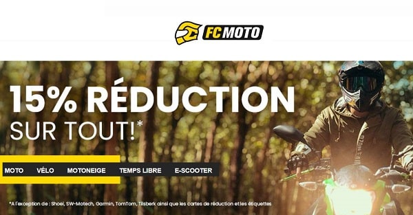 15% de remise sur tout le site FC-Moto 