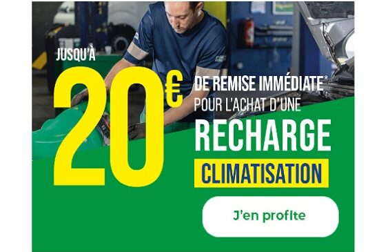 20€ ou 10€ de remise immédiate sur la recharge climatisation sur euromaster