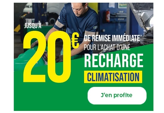 20€ ou 10€ de remise immédiate sur la recharge climatisation sur euromaster
