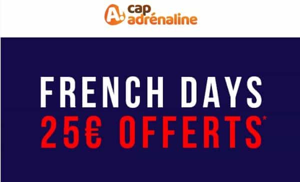 Pour les French Days Cap Adrénaline offre 25€ de remise dès 80€ d’achats