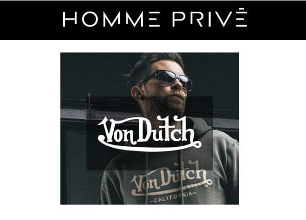 Vente privée VON DUTCH : 50% de remise sur des sweats, vestes, t-shirt, casquettes et autres