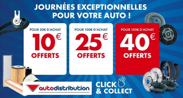 vos pièces auto moins chères avec des remises autodistribution de 10€ à 40€