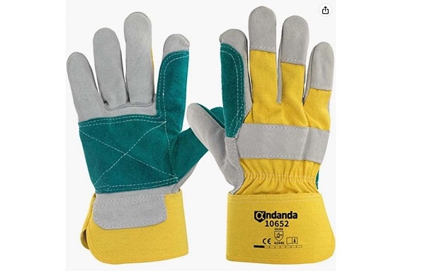 5,99€ la paire de gants de travail paume double couche cuir de vache ANDANDA