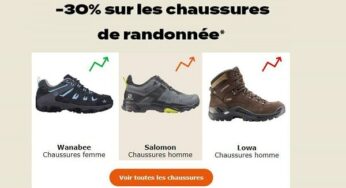 Offre Flash : 30% sur les chaussures de randonnée sur le site Go Sport