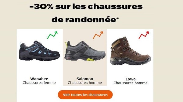 30% sur les chaussures de randonnée sur le site go sport