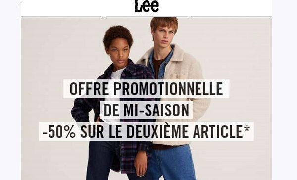 offre de mi saison lee 50 % de remise sur le deuxième article