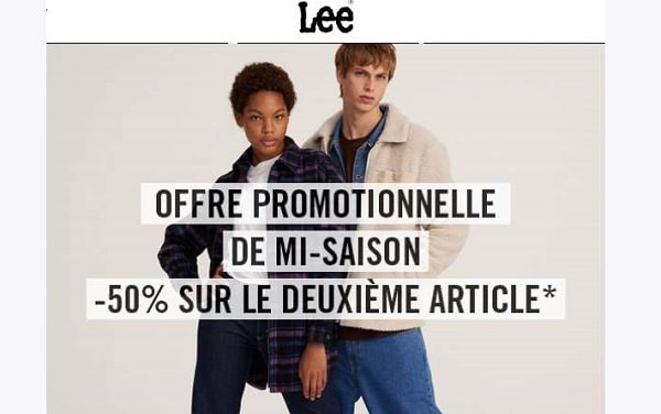 Offre de mi-saison LEE : 50 % de remise sur le deuxième article