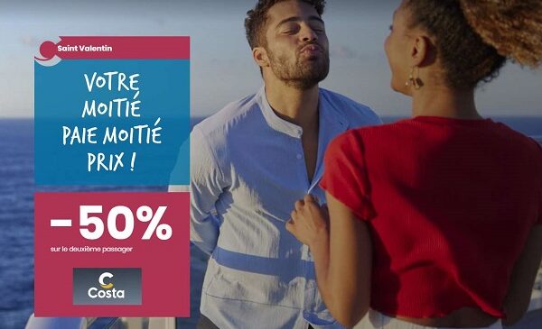 offre spéciale costa croisières 50% sur la deuxième personne