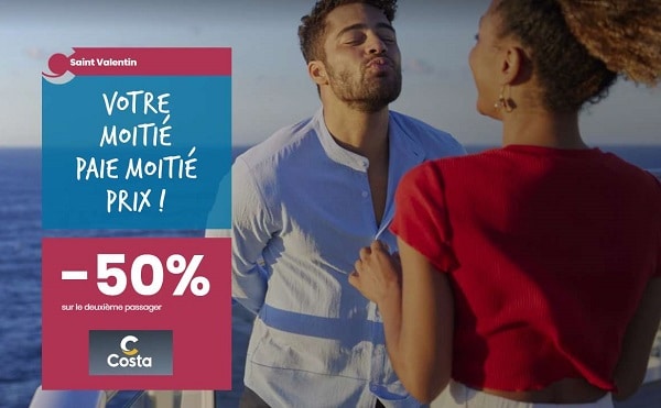 offre spéciale costa croisières 50% sur la deuxième personne