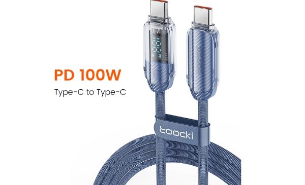 câble usb c vers usb c avec affichage pd100w toocki