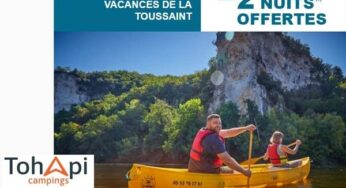 jusqu’à 2 nuits offertes pour vos vacances en camping pour la Toussaint avec Tohapi (+frais de dossier offerts)