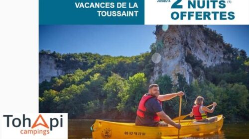 jusqu'à 2 nuits offertes pour vos vacances en camping pour la toussaint avec tohapi