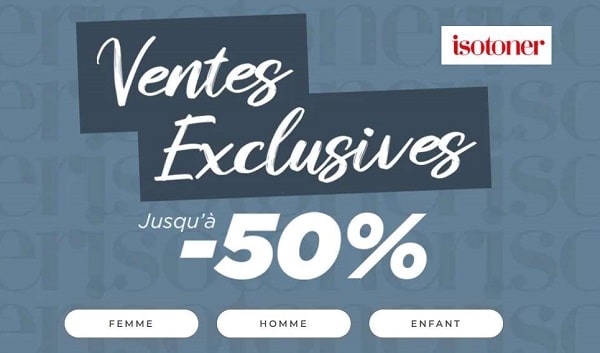 jusqu'à 50% de remise sur les anciennes collections isotoner