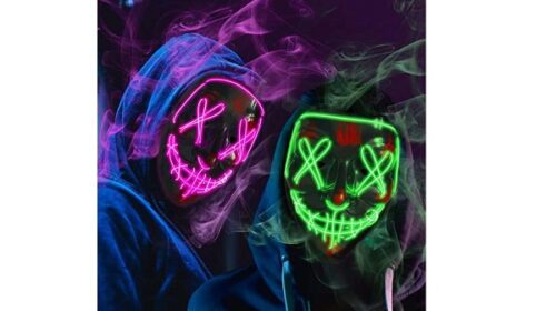 lot de 2 masques lumineux led effrayants hopoco