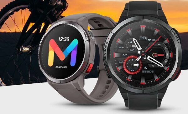 montre connectée mibro gs avec gps, écran hd amoled 1.43 pouces, étanche 5 atm