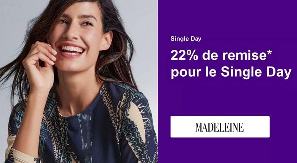 22% de remise pour le Single Day sur Madeleine (mode femme) dés 99€ & livraison gratuite