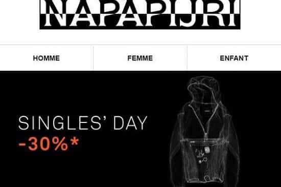 30% de remise sur le site napapijri pour le singles' day