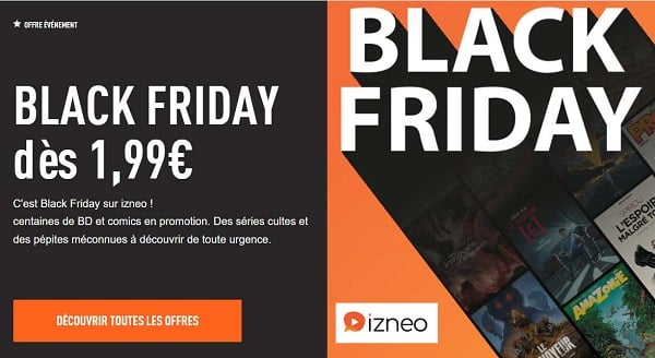 black friday izneo avec des centaines de bd, mangas et comics en version numérique à partir de 1,99€