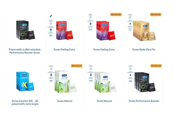 réduction sur tous les packs de préservatifs Durex