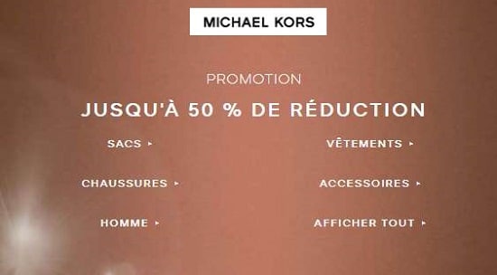 50% reduction et livraison gratuite sur michael kors