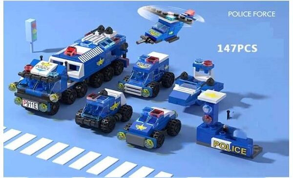 petit kit de construction véhicules de police 6 en 1