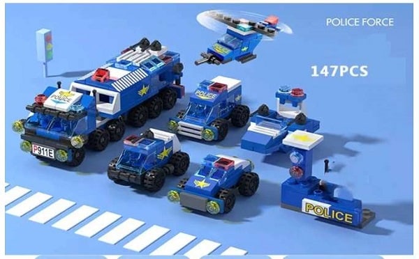 petit kit de construction véhicules de police 6 en 1