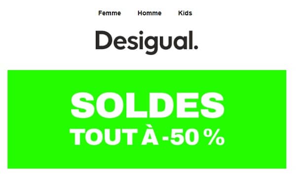 soldes desigual tout à 50% pour les dernières démarques