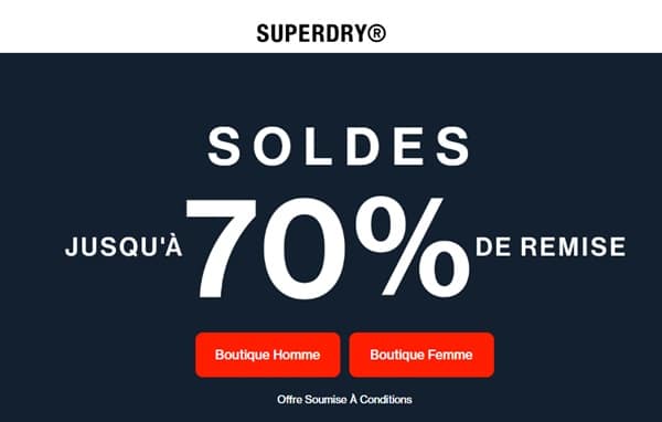 soldes superdry 2024 jusqu'à 70% sur tous les soldes